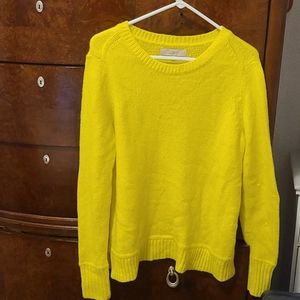 Bright yellow very soft crew neck sweater loft EUC
